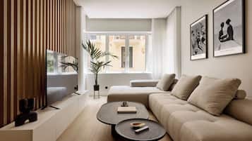 Luksushuoneisto | Oleskelualue | Älytelevisio, Netflix, suoratoistopalvelut