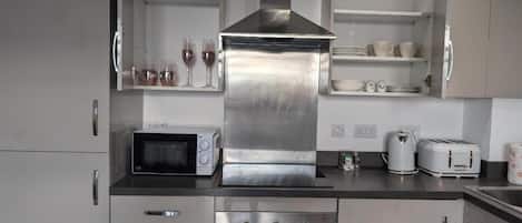 Apartment | Private kitchen | Fridge, microwave, oven, stovetop