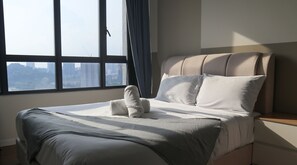 Comfort appartement, uitzicht op de stad | Een strijkplank/strijkijzer, gratis wifi, beddengoed