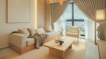 Premium Apartment, 2 Bedrooms, City View | Living area | LED TV