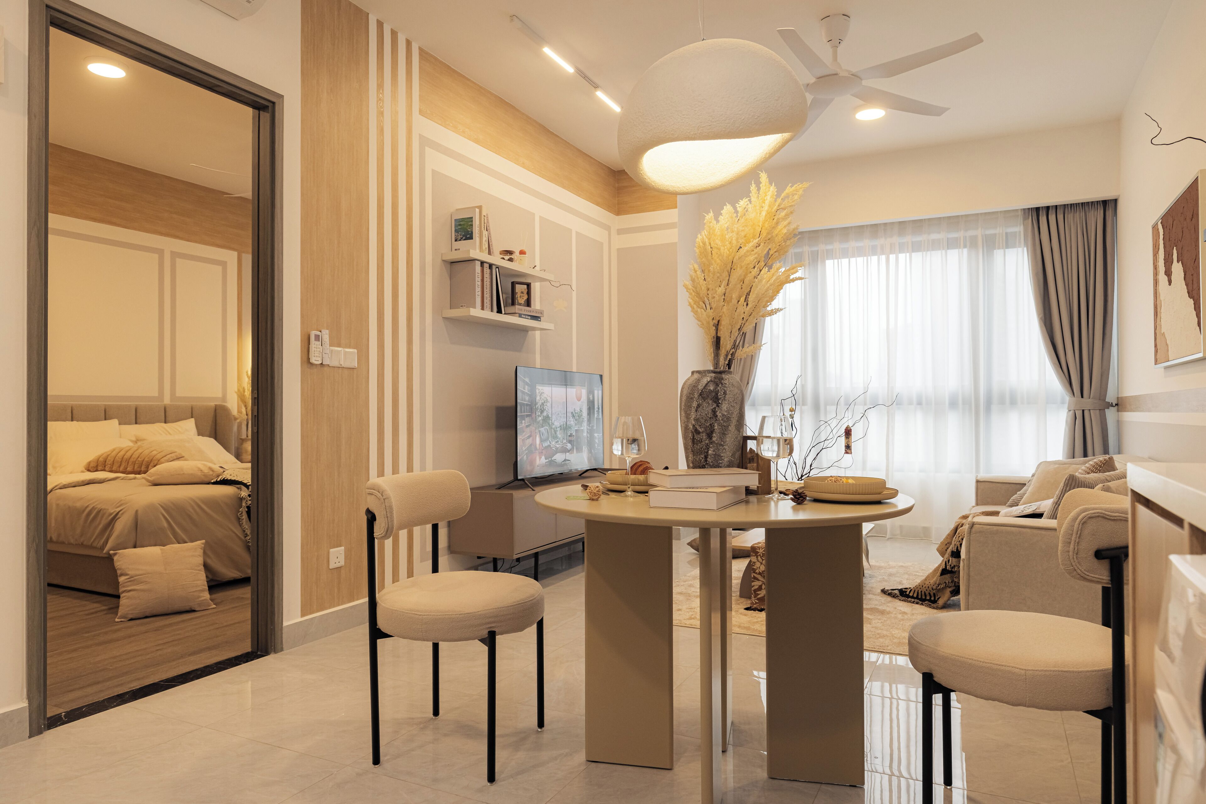 豪華公寓, 1 間臥室, 城市景觀 | 起居區 | LED 液晶電視