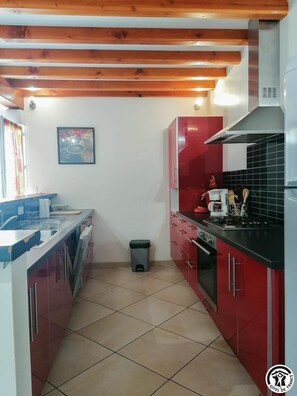 Fridge, microwave, dishwasher, high chair