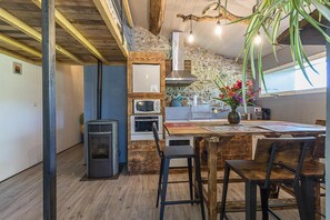 Fridge, microwave, dishwasher, high chair