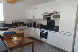 Fridge, microwave, dishwasher, high chair