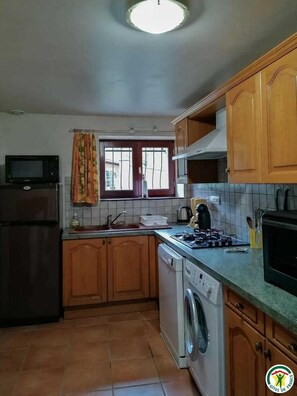 Fridge, microwave, dishwasher, high chair