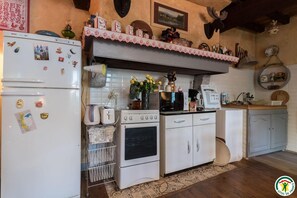 Fridge, microwave, high chair