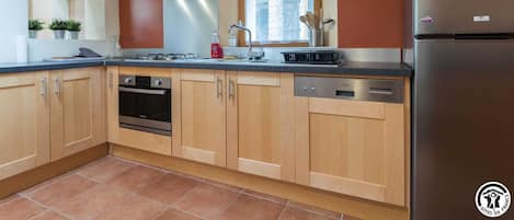 Fridge, microwave, dishwasher