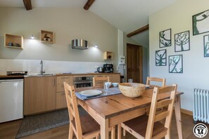 Fridge, microwave, high chair