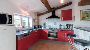 Fridge, microwave, dishwasher, high chair