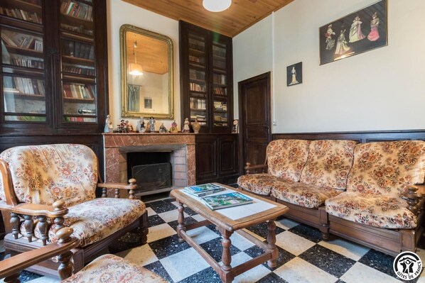 TV, fireplace, foosball