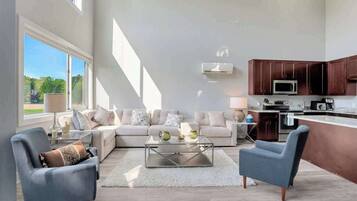 TV, fireplace, offices