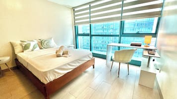 都會公寓客房, 1 張標準雙人床及 1 張梳化床, 非吸煙房, 城市景 | 1 間睡房、熨斗/熨衫板、免費 Wi-Fi、床單