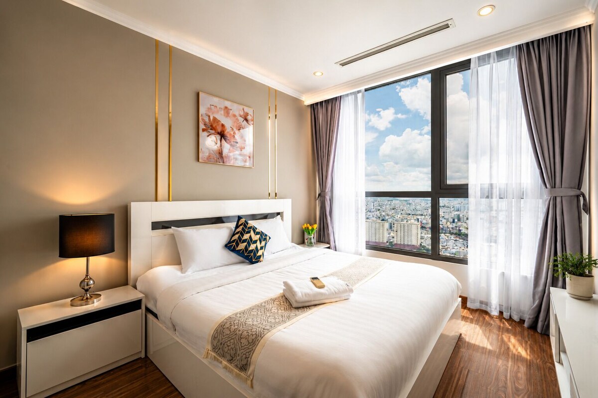 Luxury Apartment, 1 Bedroom, Balcony, City View | Premium bedding, memory-foam beds, desk, laptop workspace