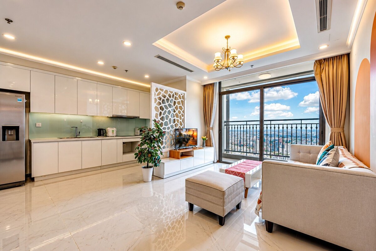Premier Apartment, 3 Bedrooms, Balcony, City View | Living area | 50-inch Smart TV with cable channels
