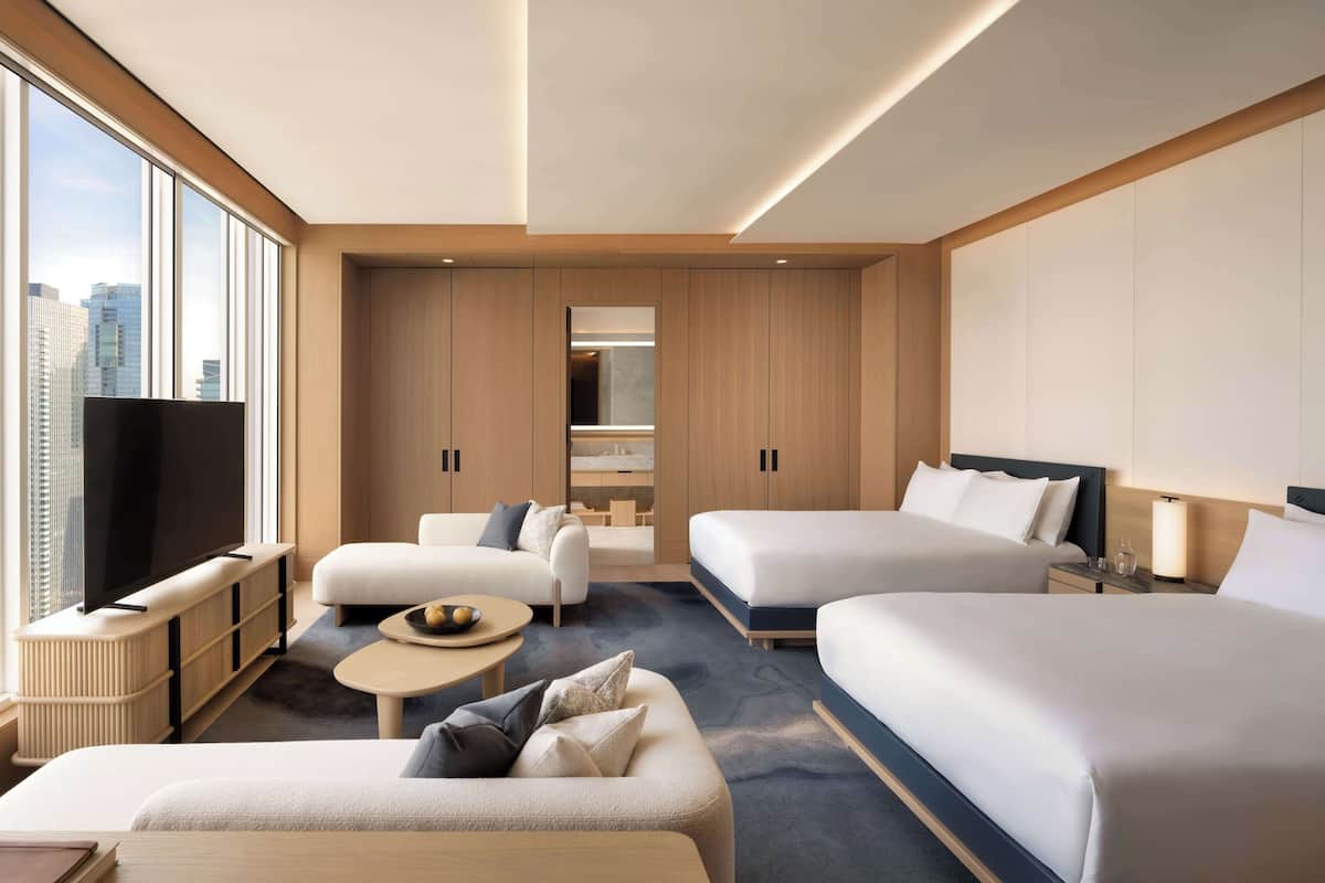Zen Junior Suite Two Queens | Premium bedding, free minibar items, in-room safe, blackout curtains