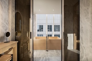 Hair dryer, bathrobes, slippers, towels