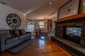 Condo | Living area | 40-inch Smart TV with satellite channels, fireplace - Rundle Cliffs Lodge by Canmore Premier  (Canmore)