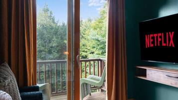 TV, fireplace, foosball, books