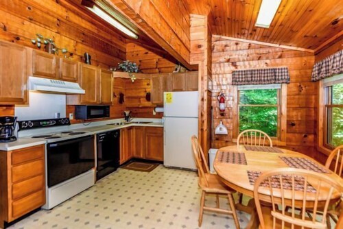 Cozy studio cabin with a nice jetted tub and a wood burning fireplace