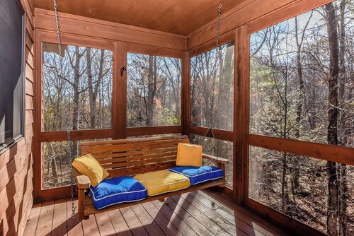 Cozy Mountain Cabin! Features wood burning fireplace and semi-secluded .
