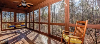 Cozy Mountain Cabin! Features wood burning fireplace and semi-secluded .