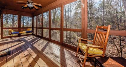 Cozy Mountain Cabin! Features wood burning fireplace and semi-secluded .