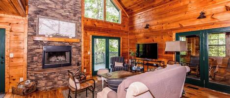 TV, fireplace
