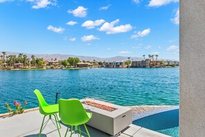 Terrace/patio - Infinity; Lakefront 5-Bedroom with Infinity Pool, Pet Friendly, & Fun Filled!
 (Indio)