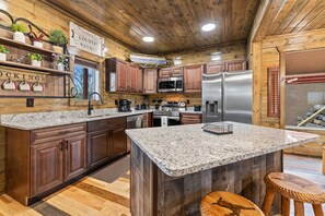 Fridge, microwave, oven, stovetop - Cabin w/ Hot Tub & Game Room in the Smokys! (Sevierville)