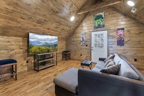 TV, fireplace, offices - Mountain Retreat w/ Hot Tub & Games! Sleeps 10! (Sevierville)