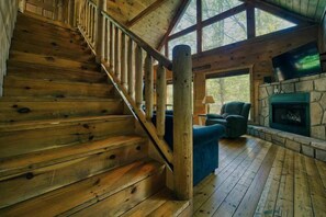 TV, fireplace, offices - Cabin in Nature w/ Hot Tub & Games! (Sevierville)