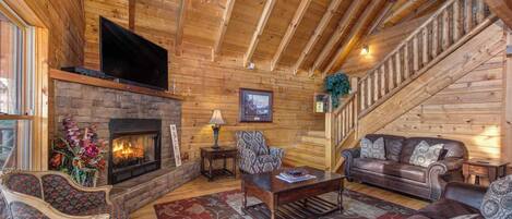 TV, fireplace, DVD player, offices