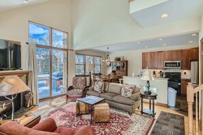 TV, fireplace