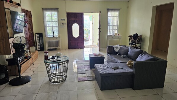 Smart TV, DVD player, books, stereo