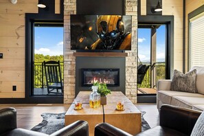 Smart TV, fireplace, video games