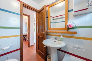 Hair dryer, bidet, towels