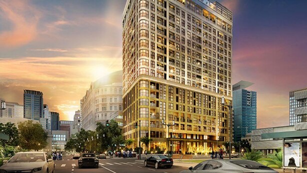 A high-rise hotel with multiple floors, large windows, and a prominent entrance. - Salute de Madison Luxury Apt District 1 (Ho Chi Minh City)