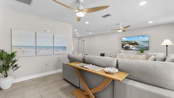 TV, fireplace, foosball, offices