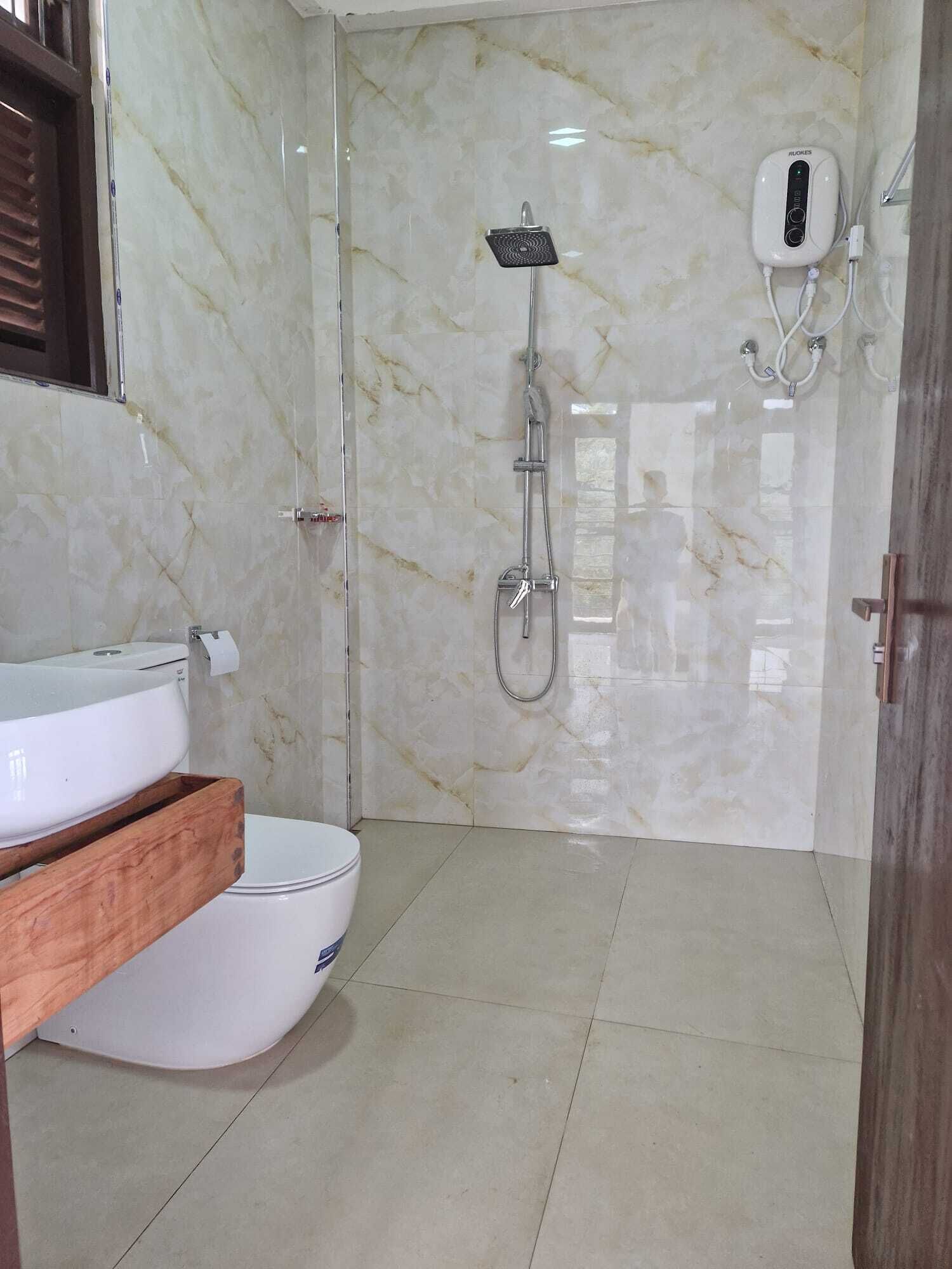 Shower, soap, toilet paper