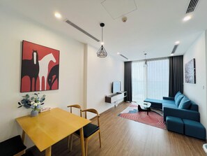 Luxury Apartment, 2 Bedrooms, City View | Living area - Daniel Homes - Vinhomes SkyLake Luxury (Hanoi)