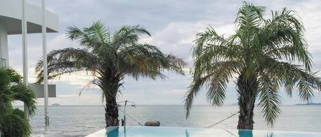 Outdoor pool, sun loungers
