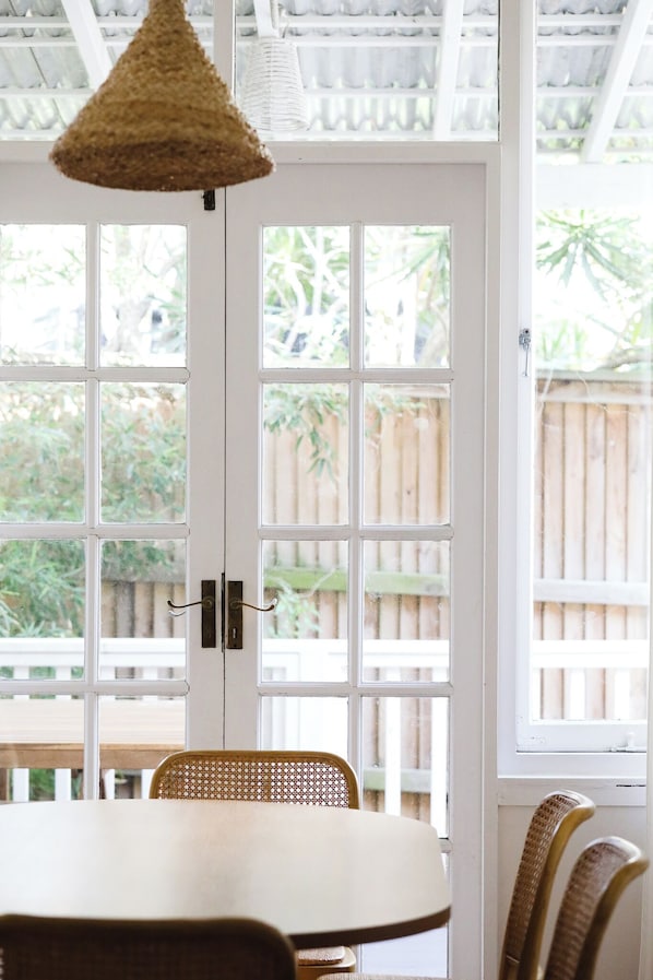 Enjoy a serene view of lush greenery from the comfort of your space.