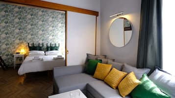 1 habitación, tabla de planchar con plancha, wifi y ropa de cama