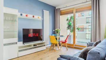 Een 40-inch plasmatelevisie met kabelzenders