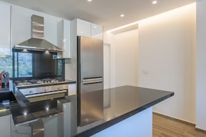 Fridge, microwave, oven, stovetop - Vantage - 2 BR Apt. by `The Valley` in Kfardebian (Lebanon - Keserwan)