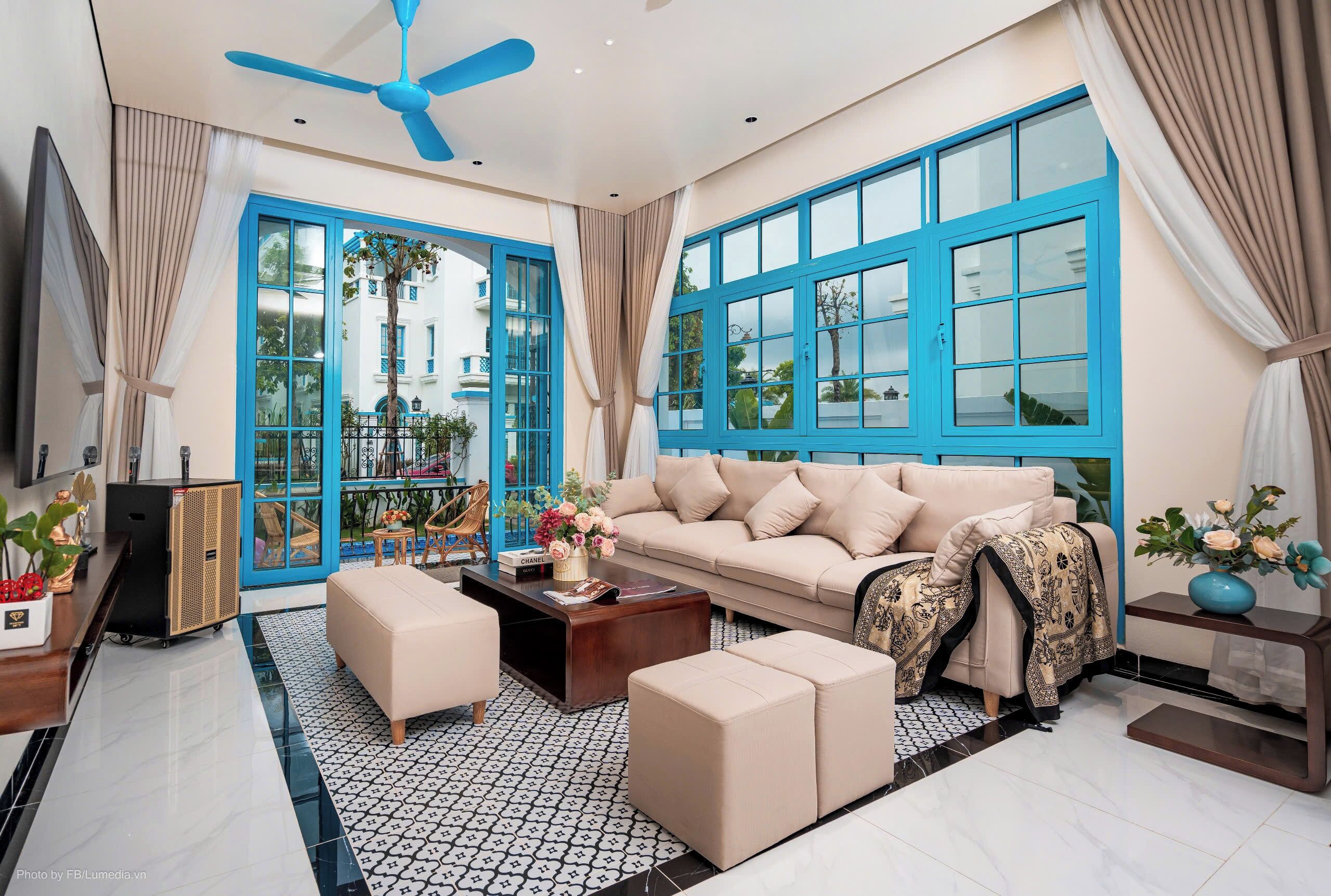 Premium Villa | Living area | 18-inch flat-screen TV with cable channels