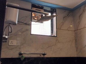 Basic Double Room, City View | Bathroom | Shower, free toiletries, hair dryer, towels - Ashirwad Hotel (Shri Madhopur)