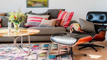 Tv, eldstad, dvd-spelare och böcker