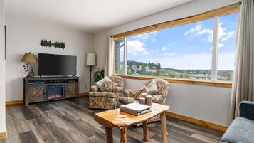 TV, fireplace
