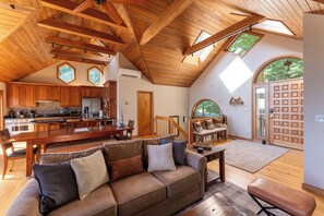 Smart TV, fireplace, video games, DVD player